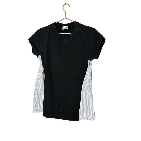 Red Valentino Black Short Sleeve Pinstripe Accent Side Crewneck Shirt Size Large - Picture 2 of 11